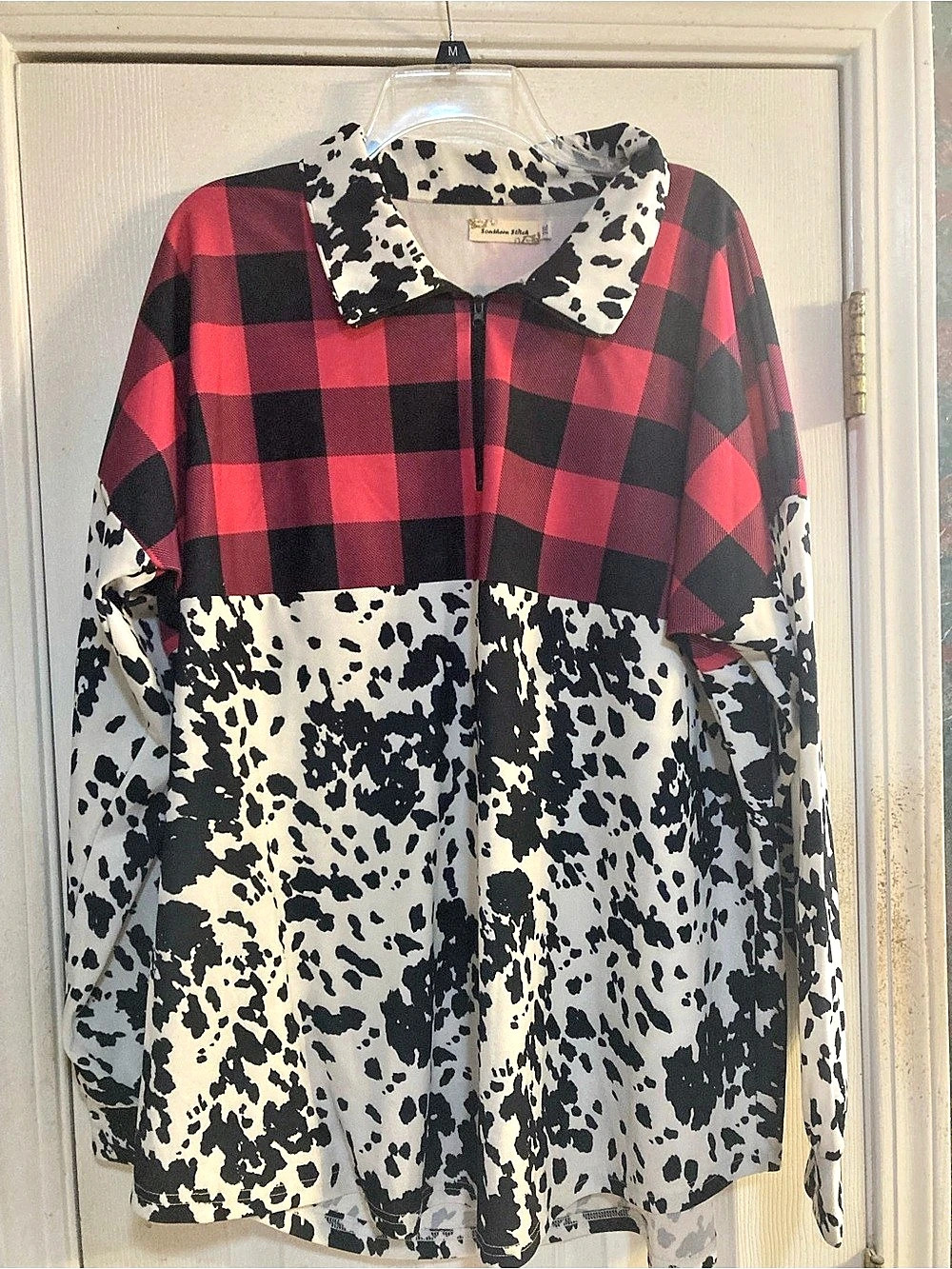 Southern Stitch Plaid Cow Print Button Down 3XL Like New